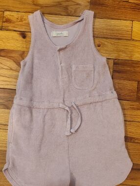 Pehr Light Pink Terry Summer Romper with Drawstring